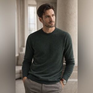 Falconeri 100% Merino Wool Sweater Men’s Large Green Italy Crewneck